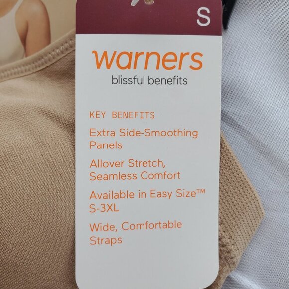 NWT Warners SZ S Beige Blissful Benefits Underarm-Smoothing Stretch Wireless Bra - Picture 6 of 8